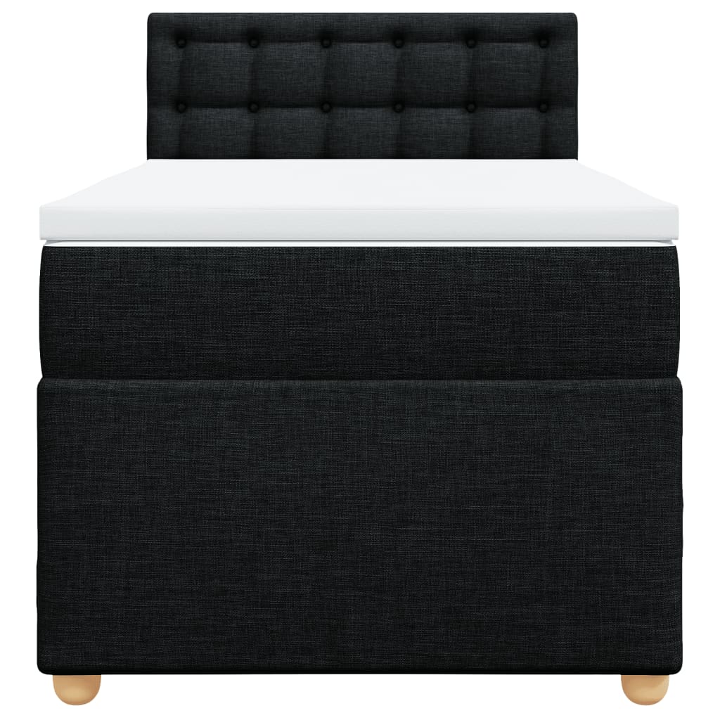 Κρεβάτι Boxspring με Στρώμα Μαύρο 90x190 εκ.Υφασμάτινο - Pakobazaar