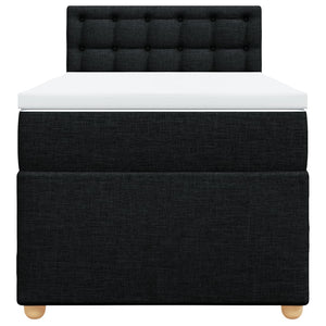 Κρεβάτι Boxspring με Στρώμα Μαύρο 90x190 εκ.Υφασμάτινο - Pakobazaar