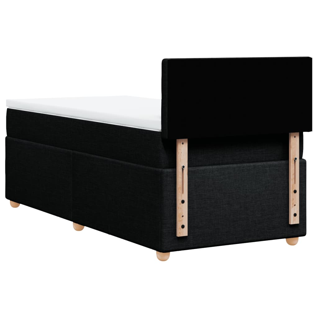 Κρεβάτι Boxspring με Στρώμα Μαύρο 90x190 εκ.Υφασμάτινο - Pakobazaar