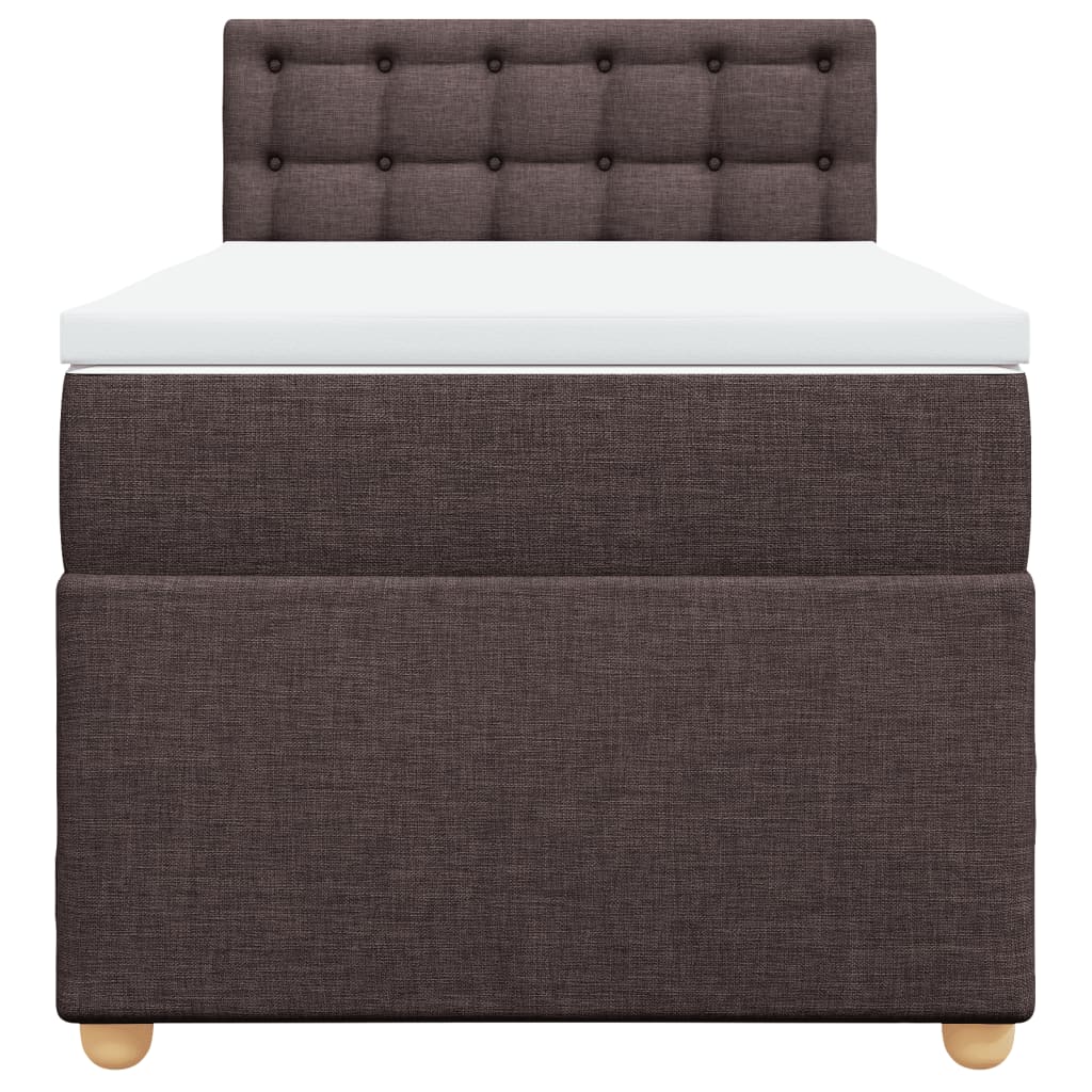 Κρεβάτι Boxspring με Στρώμα Σκούρο Καφέ 90x190 εκ. Υφασμάτινο