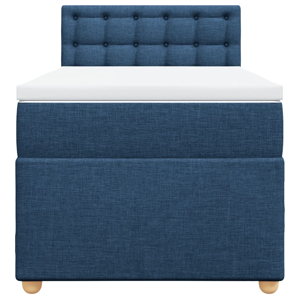 Κρεβάτι Boxspring με Στρώμα Μπλε 90x190 εκ.Υφασμάτινο