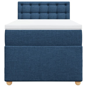 Κρεβάτι Boxspring με Στρώμα Μπλε 90x190 εκ.Υφασμάτινο
