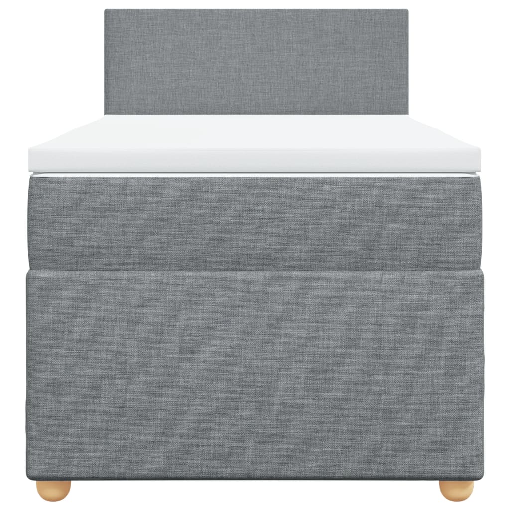 Κρεβάτι Boxspring με Στρώμα Ανοιχτό Γκρι 90x200 εκ. Υφασμάτινο - Pakobazaar