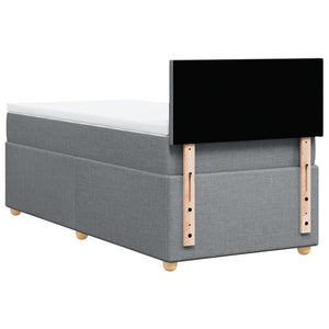 Κρεβάτι Boxspring με Στρώμα Ανοιχτό Γκρι 90x200 εκ. Υφασμάτινο - Pakobazaar