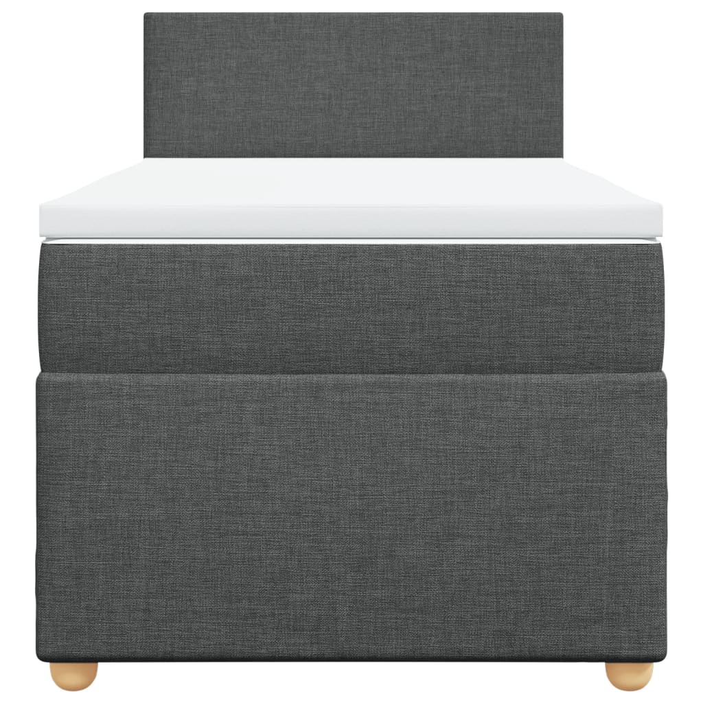 Κρεβάτι Boxspring με Στρώμα Σκούρο Γκρι 90x200 εκ. Υφασμάτινο - Pakobazaar