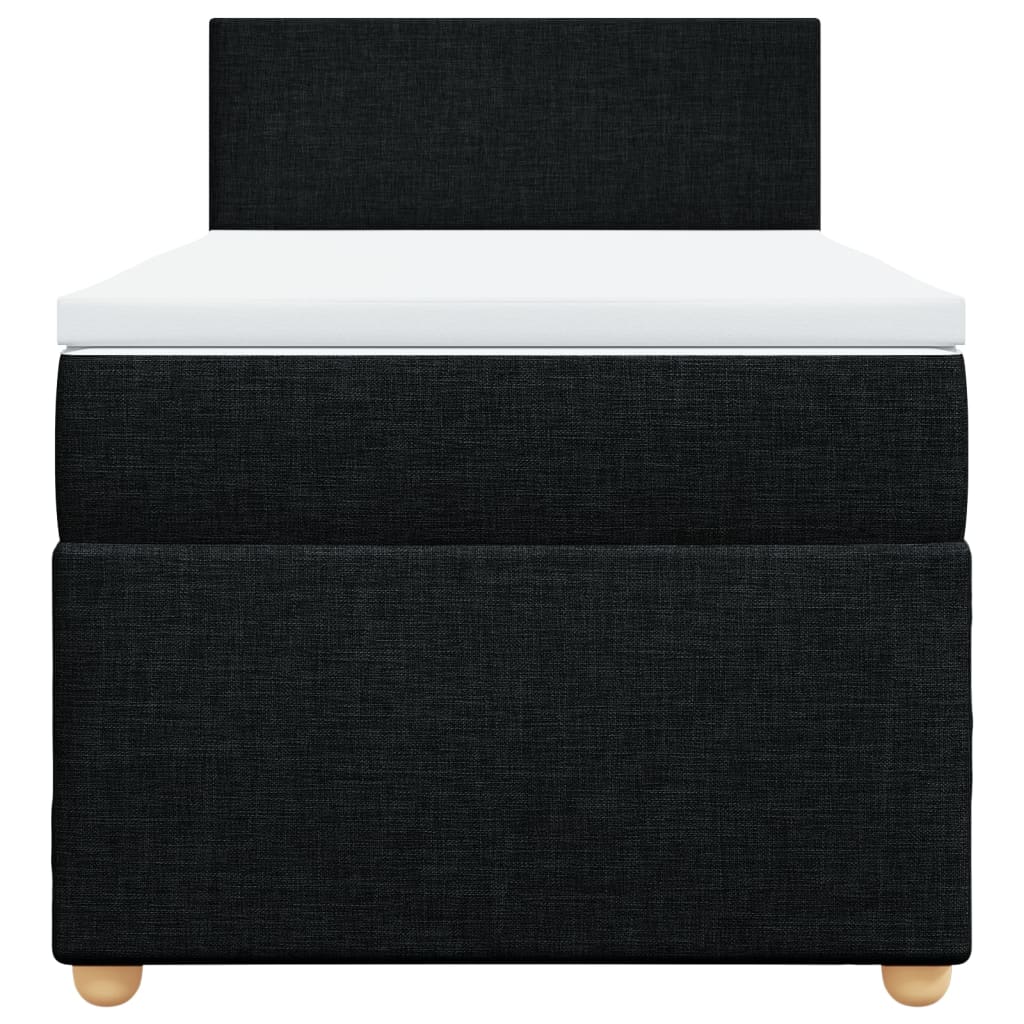 Κρεβάτι Boxspring με Στρώμα Μαύρο 90x200 εκ. Υφασμάτινο - Pakobazaar