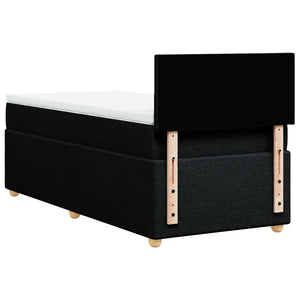 Κρεβάτι Boxspring με Στρώμα Μαύρο 90x200 εκ. Υφασμάτινο - Pakobazaar