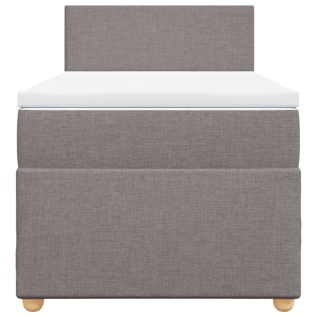 Κρεβάτι Boxspring με Στρώμα Taupe 90x200 εκ. Υφασμάτινο