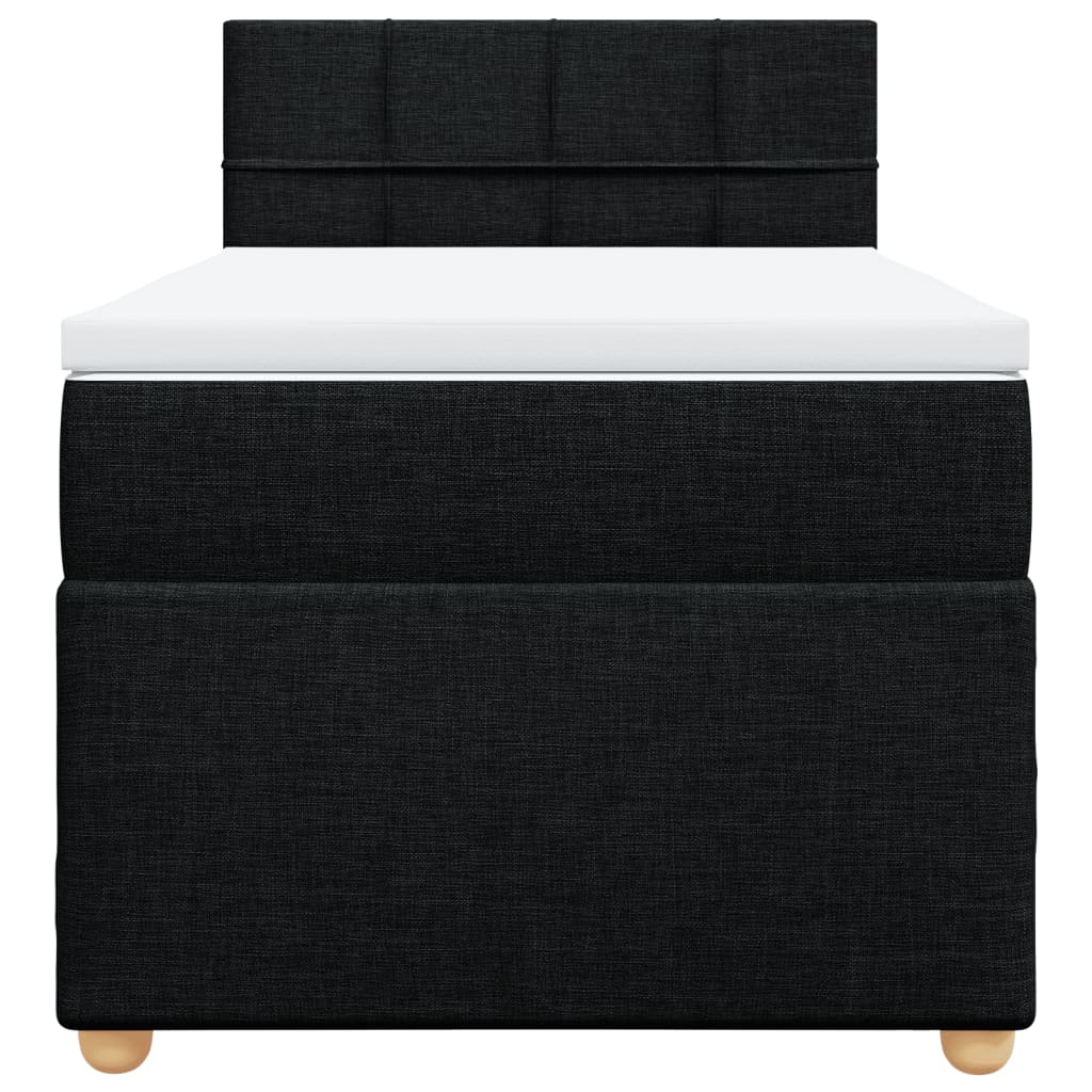 Κρεβάτι Boxspring με Στρώμα Μαύρο 90x200 εκ. Υφασμάτινο