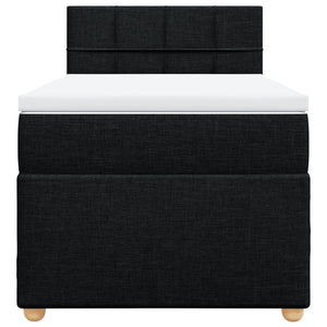 Κρεβάτι Boxspring με Στρώμα Μαύρο 90x200 εκ. Υφασμάτινο
