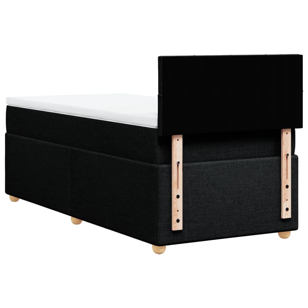 Κρεβάτι Boxspring με Στρώμα Μαύρο 90x200 εκ. Υφασμάτινο