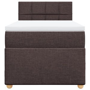 Κρεβάτι Boxspring με Στρώμα Σκούρο Καφέ 90x200 εκ. Υφασμάτινο