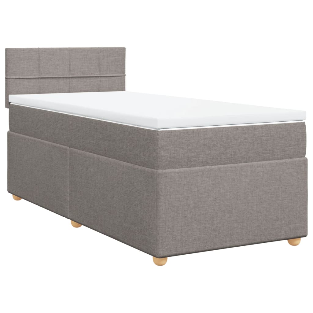 Κρεβάτι Boxspring με Στρώμα Taupe 90x200 εκ. Υφασμάτινο