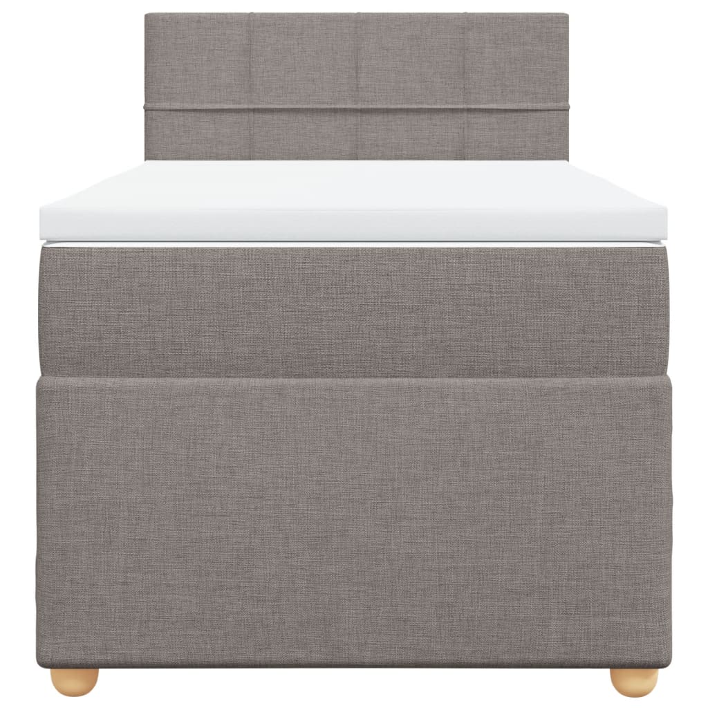 Κρεβάτι Boxspring με Στρώμα Taupe 90x200 εκ. Υφασμάτινο