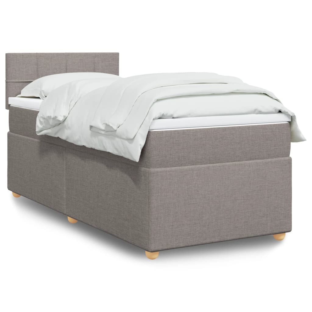 Κρεβάτι Boxspring με Στρώμα Taupe 90x200 εκ. Υφασμάτινο