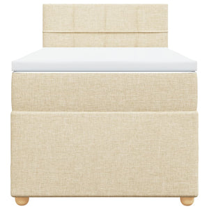 Κρεβάτι Boxspring με Στρώμα Κρεμ 90x200 εκ.Υφασμάτινο