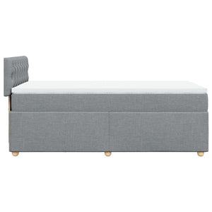 Κρεβάτι Boxspring με Στρώμα Ανοιχτό Γκρι 90x200 εκ. Υφασμάτινο