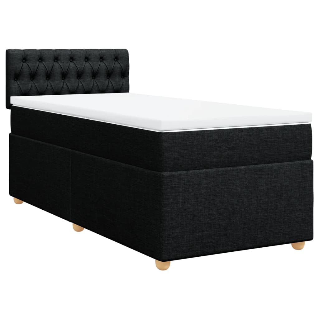Κρεβάτι Boxspring με Στρώμα Μαύρο 90x200 εκ. Υφασμάτινο