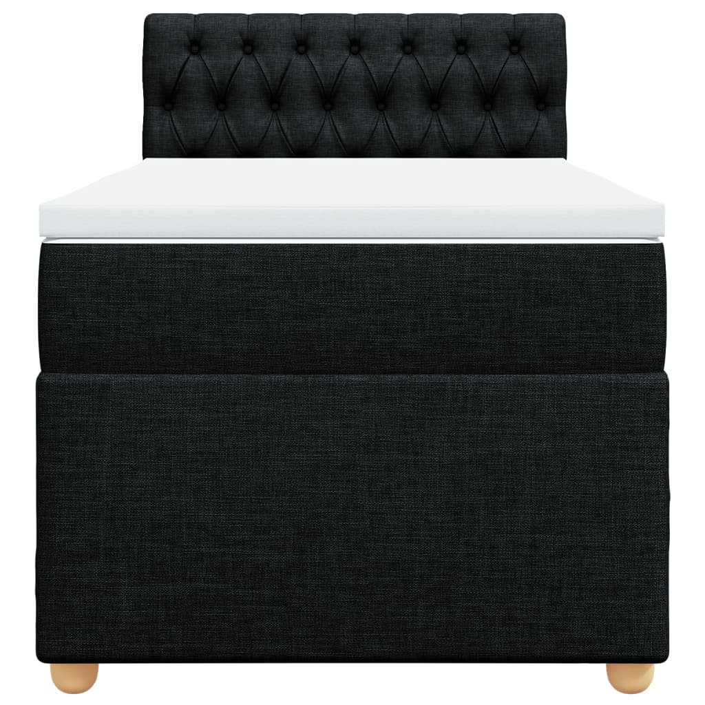Κρεβάτι Boxspring με Στρώμα Μαύρο 90x200 εκ. Υφασμάτινο