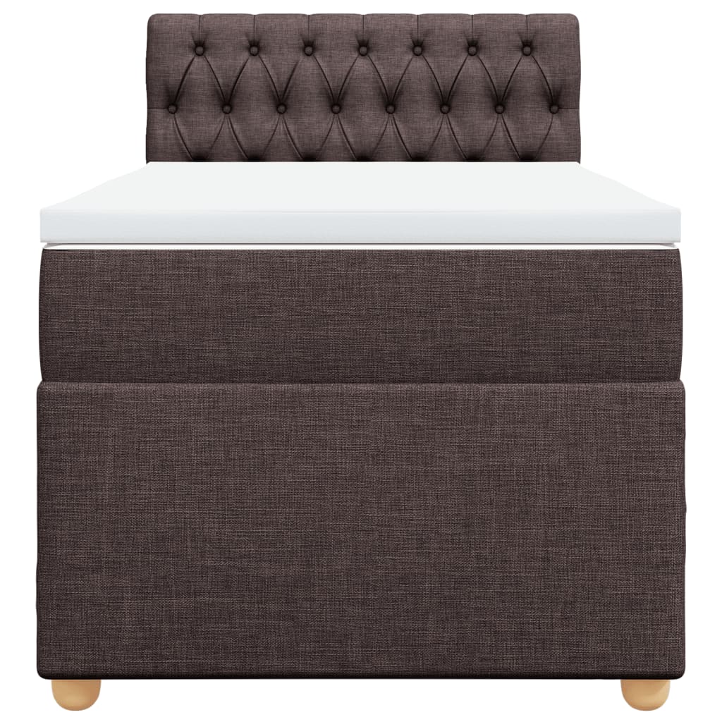 Κρεβάτι Boxspring με Στρώμα Σκούρο Καφέ 90x200 εκ. Υφασμάτινο