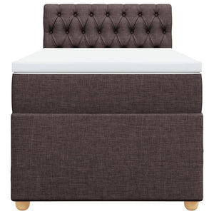 Κρεβάτι Boxspring με Στρώμα Σκούρο Καφέ 90x200 εκ. Υφασμάτινο
