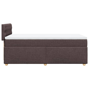 Κρεβάτι Boxspring με Στρώμα Σκούρο Καφέ 90x200 εκ. Υφασμάτινο