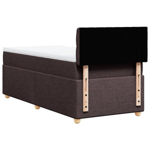 Κρεβάτι Boxspring με Στρώμα Σκούρο Καφέ 90x200 εκ. Υφασμάτινο