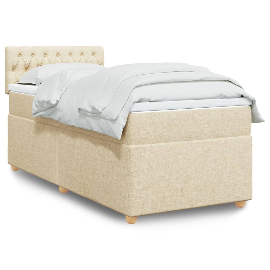 Κρεβάτι Boxspring με Στρώμα Κρεμ 90x200 εκ.Υφασμάτινο