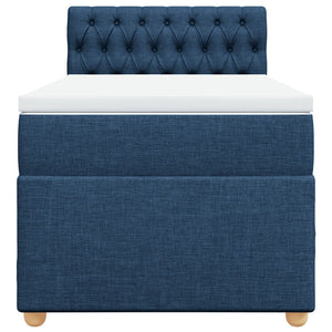 Κρεβάτι Boxspring με Στρώμα Μπλε 90x200 εκ.Υφασμάτινο