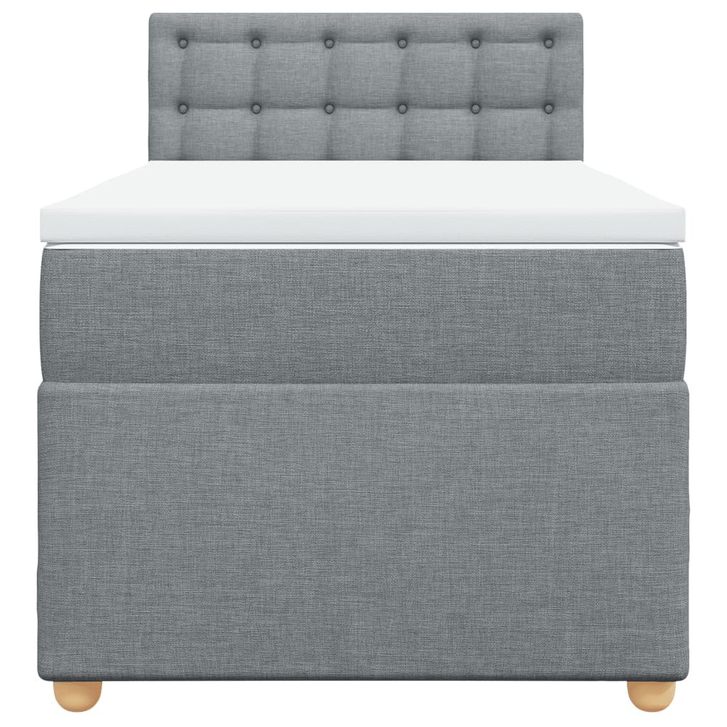 Κρεβάτι Boxspring με Στρώμα Ανοιχτό Γκρι 90x200 εκ. Υφασμάτινο