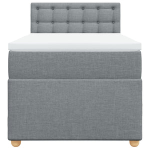 Κρεβάτι Boxspring με Στρώμα Ανοιχτό Γκρι 90x200 εκ. Υφασμάτινο