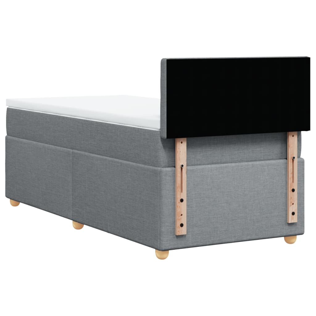 Κρεβάτι Boxspring με Στρώμα Ανοιχτό Γκρι 90x200 εκ. Υφασμάτινο