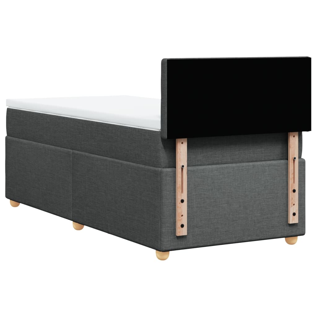 Κρεβάτι Boxspring με Στρώμα Σκούρο Γκρι 90x200 εκ. Υφασμάτινο - Pakobazaar