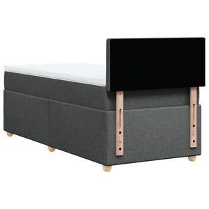 Κρεβάτι Boxspring με Στρώμα Σκούρο Γκρι 90x200 εκ. Υφασμάτινο - Pakobazaar