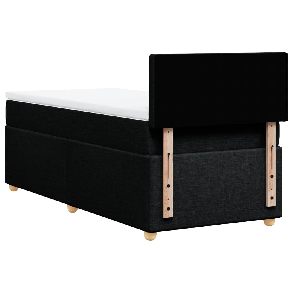 Κρεβάτι Boxspring με Στρώμα Μαύρο 90x200 εκ. Υφασμάτινο