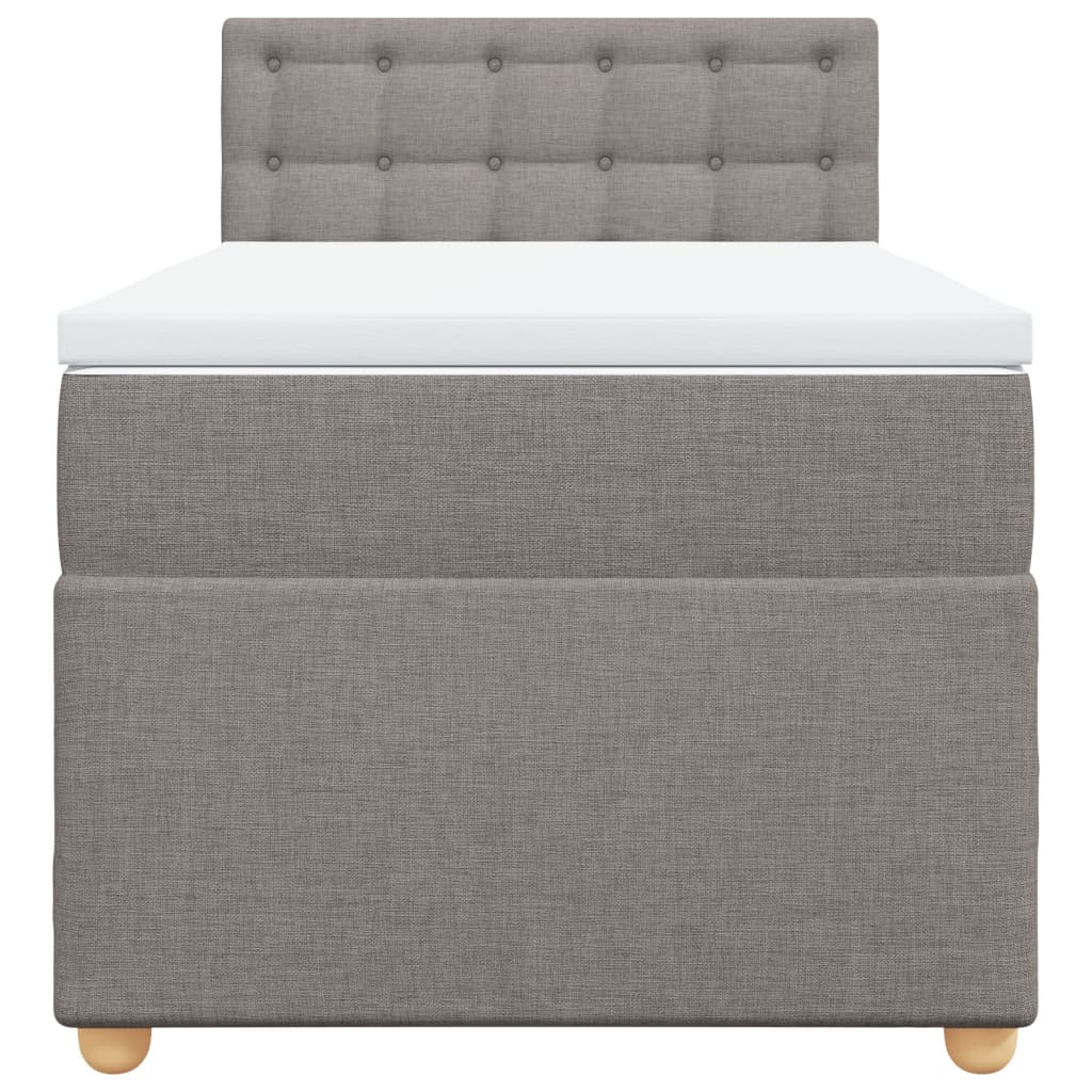 Κρεβάτι Boxspring με Στρώμα Taupe 90x200 εκ. Υφασμάτινο