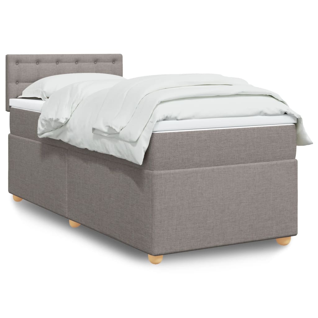 Κρεβάτι Boxspring με Στρώμα Taupe 90x200 εκ. Υφασμάτινο