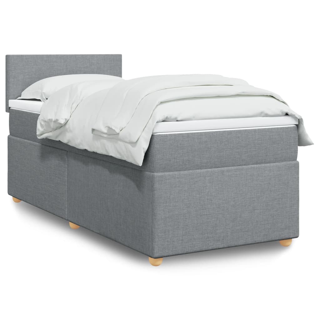 Κρεβάτι Boxspring με Στρώμα Ανοιχτό Γκρι 100x200 εκ. Υφασμάτινο