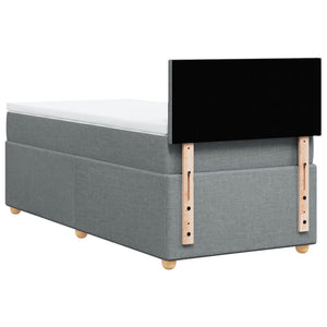 Κρεβάτι Boxspring με Στρώμα Ανοιχτό Γκρι 100x200 εκ. Υφασμάτινο