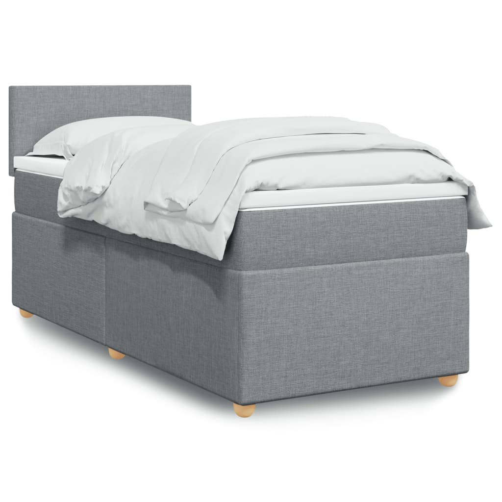 Κρεβάτι Boxspring με Στρώμα Ανοιχτό Γκρι 100x200 εκ. Υφασμάτινο