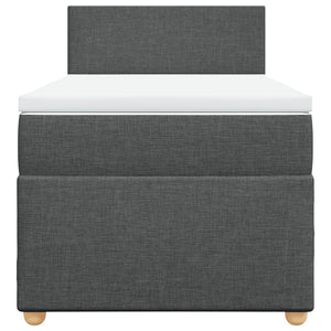Κρεβάτι Boxspring με Στρώμα Σκούρο Γκρι 100x200 εκ. Υφασμάτινο