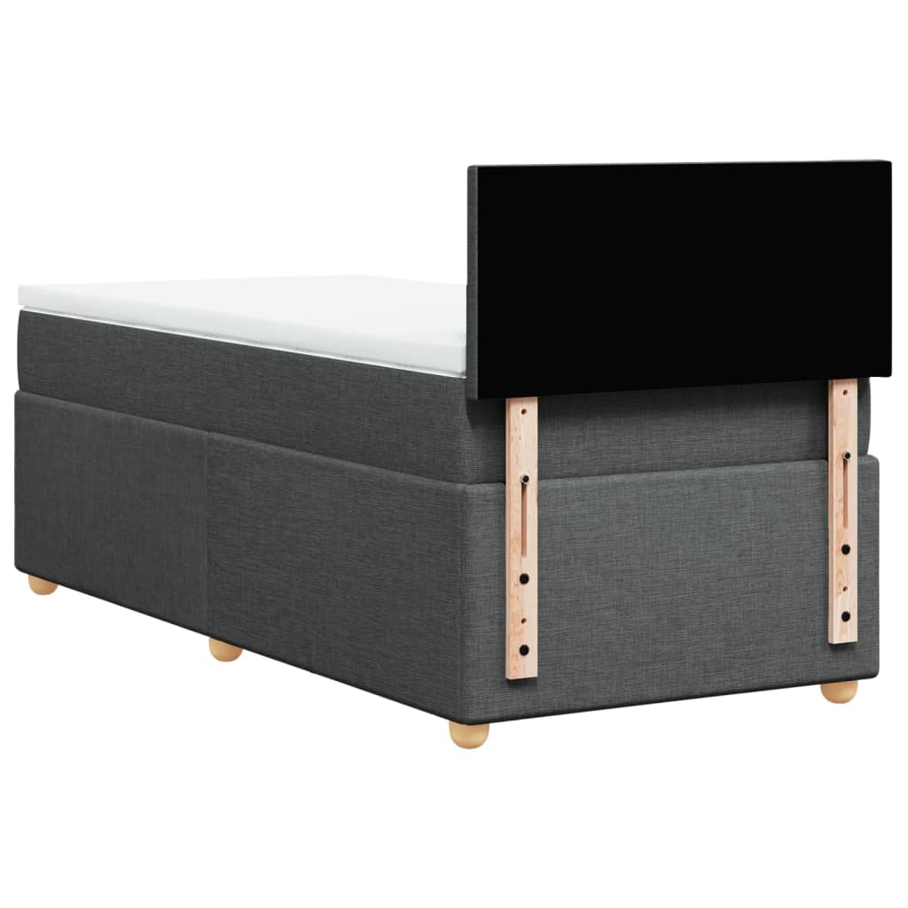 Κρεβάτι Boxspring με Στρώμα Σκούρο Γκρι 100x200 εκ. Υφασμάτινο