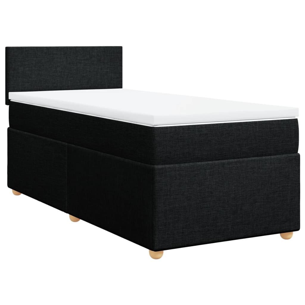 Κρεβάτι Boxspring με Στρώμα Μαύρο 100 x 200 εκ. Υφασμάτινο - Pakobazaar