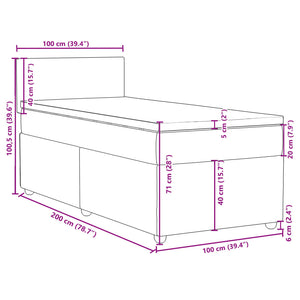 Κρεβάτι Boxspring με Στρώμα Μαύρο 100 x 200 εκ. Υφασμάτινο - Pakobazaar