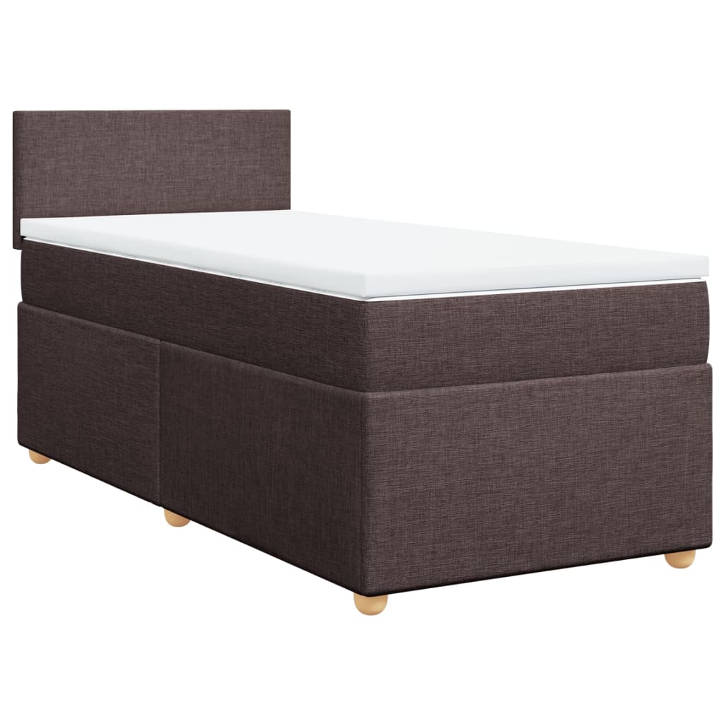 Κρεβάτι Boxspring με Στρώμα Σκούρο Καφέ 100x200 εκ. Υφασμάτινο