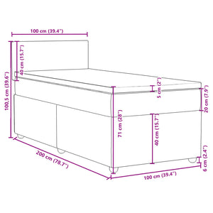 Κρεβάτι Boxspring με Στρώμα Σκούρο Καφέ 100x200 εκ. Υφασμάτινο