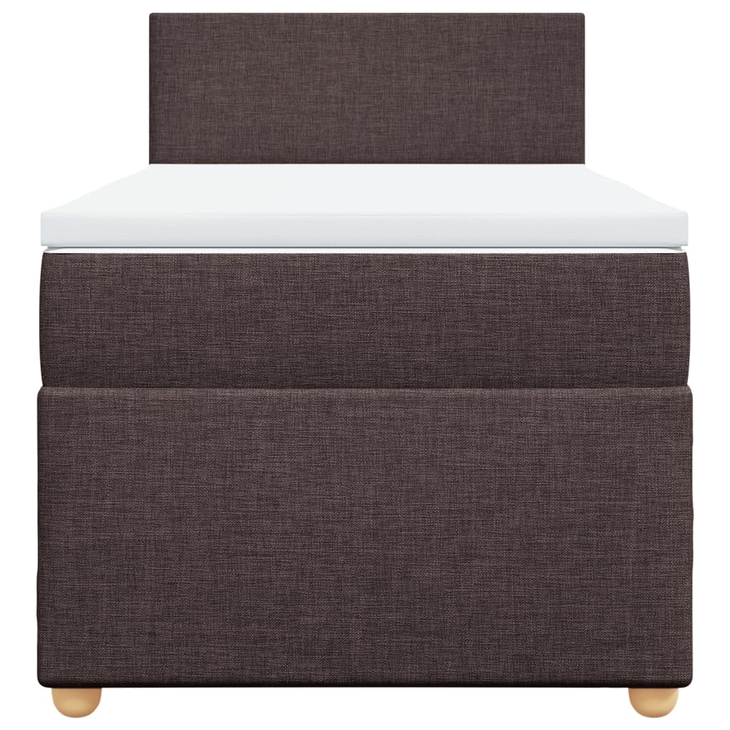 Κρεβάτι Boxspring με Στρώμα Σκούρο Καφέ 100x200 εκ. Υφασμάτινο