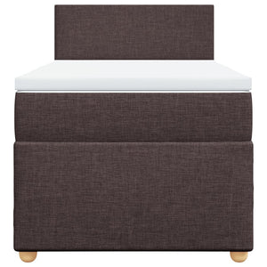 Κρεβάτι Boxspring με Στρώμα Σκούρο Καφέ 100x200 εκ. Υφασμάτινο