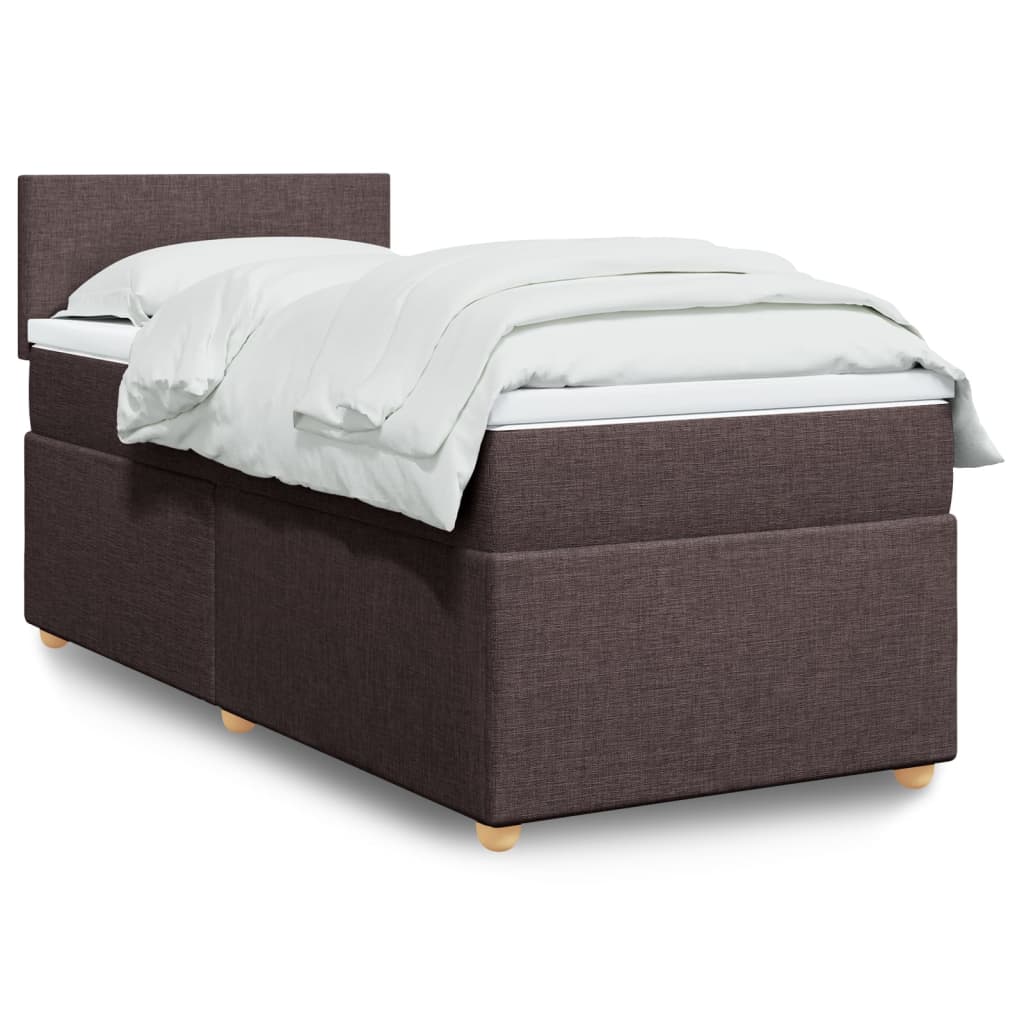 Κρεβάτι Boxspring με Στρώμα Σκούρο Καφέ 100x200 εκ. Υφασμάτινο