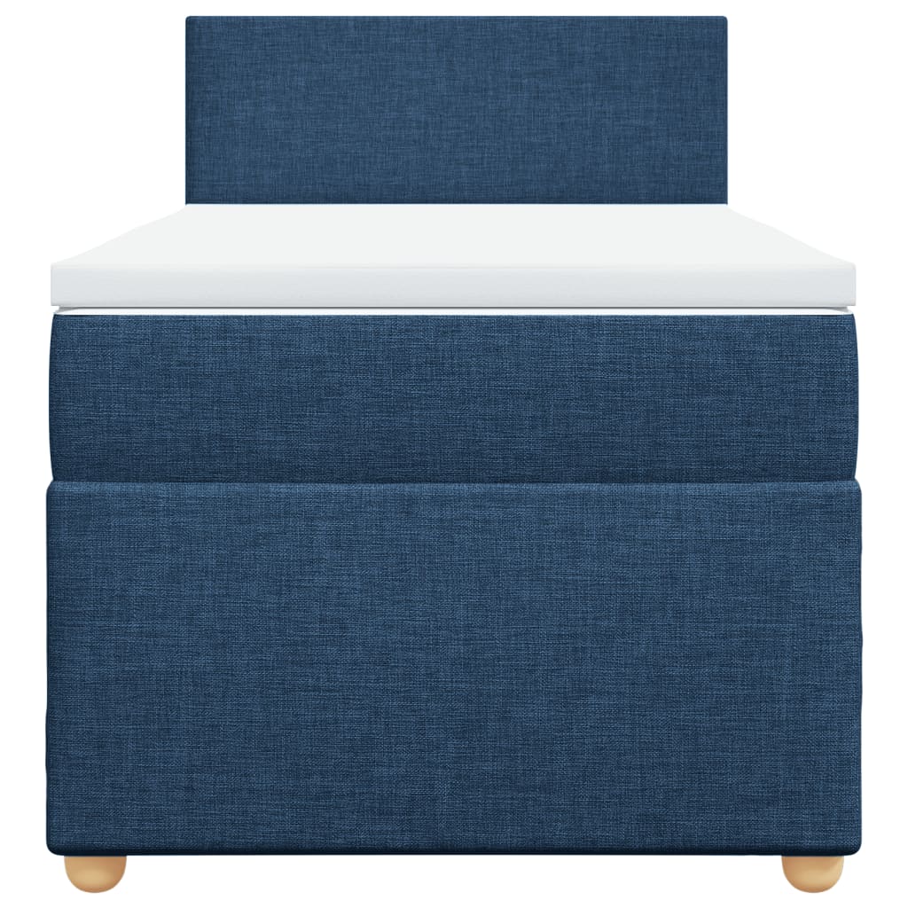Κρεβάτι Boxspring με Στρώμα Μπλε 100 x 200 εκ. Υφασμάτινο
